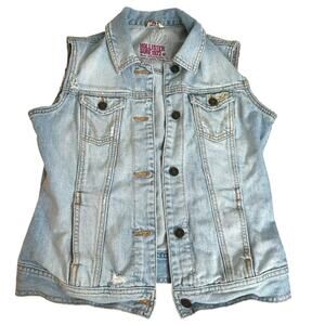 Hollister Denim Vest Light Wash and Medium Wash Distressed Size Medium